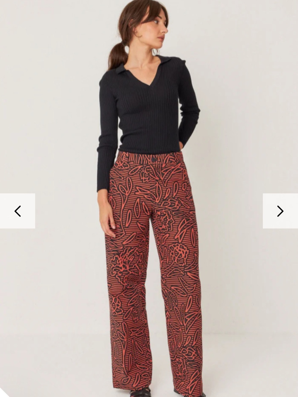 Napari Lorea Jacquard Wide Leg Pants Rust Black High Rise Size 10